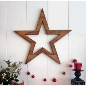 Image of Wooden Star Walnut Decorative Wooden Wall Accessory