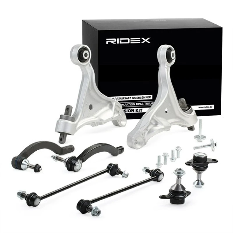 Image of RIDEX 772S0357 Control arm repair kit with rubber mount, Front Axle, Control Arm Suspension Kit (772)
