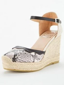 KANNA Ines20 Snake Wedge Espadrille - Off White, Size 5=38, Women