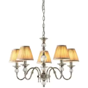 Image of Interiors Polina Nickel - 5 Light Multi Arm Ceiling Pendant Chandelier Polished Nickel, E14