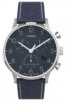 image of Timex Waterbury Classic Chrono 40mm Blue Leather Blue Watch