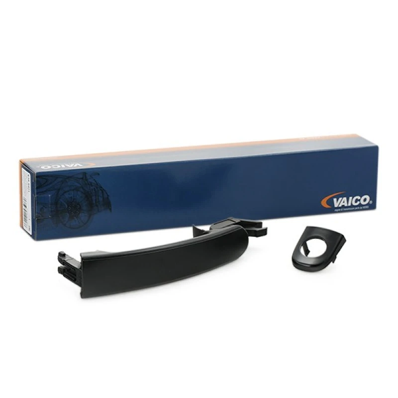 Image of VAICO V10-6160 Door Handle Left Front, black, without lock barrel, with splash protection cover, Original VAICO Quality Door Handle (1373)