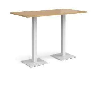 Image of Brescia rectangular poseur table with flat square white bases 1600mm x