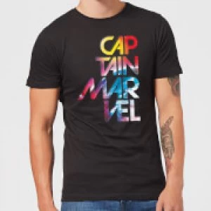 Image of Captain Marvel Galactic Text Mens T-Shirt - Black