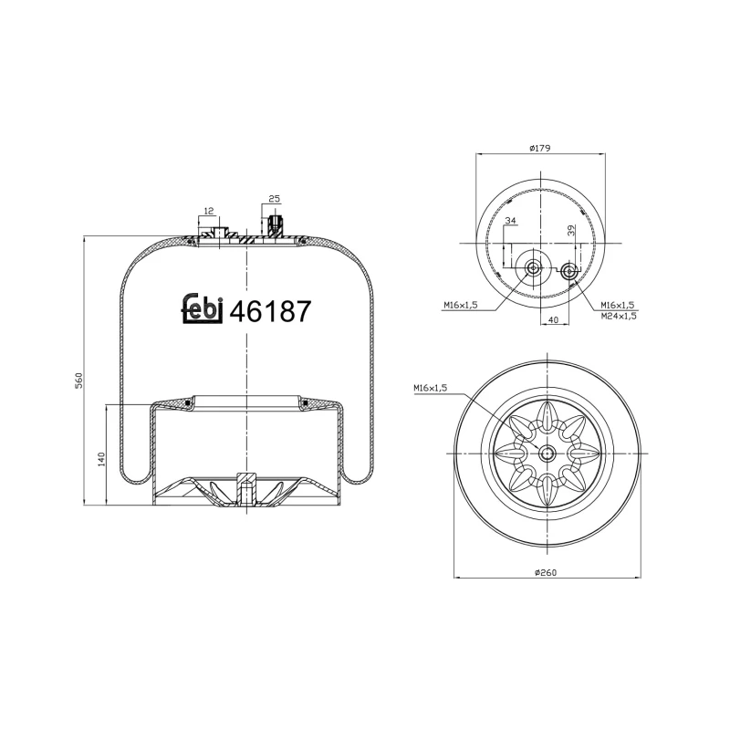 Image of FEBI BILSTEIN 46187 Boot, air suspension Rear Axle Boot,air suspension (324)