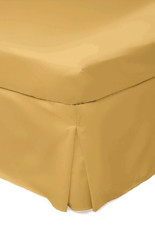 Image of Belledorm Easy Care 200 Thread Count Cotton Polyester Percale Platform Valance in Mustard Size: Super King Mustard Unisex Super King