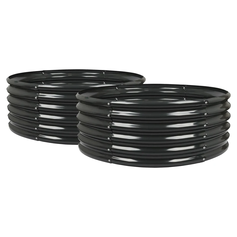 Image of Harbour Housewares Round Raised Garden Beds - 120cm x 45cm - Pack of 2 in Black Size: 120cm x 45cm Black Unisex 120cm x 45 cm