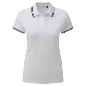 image of Asquith & Fox Womens/Ladies Classic Fit Tipped Polo (XXL) (White/Navy)