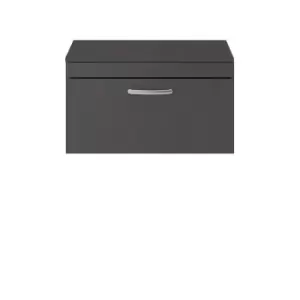 image of Nuie Athena 800 Wall Hung Single Drawer Vanity & Worktop - Gloss Grey