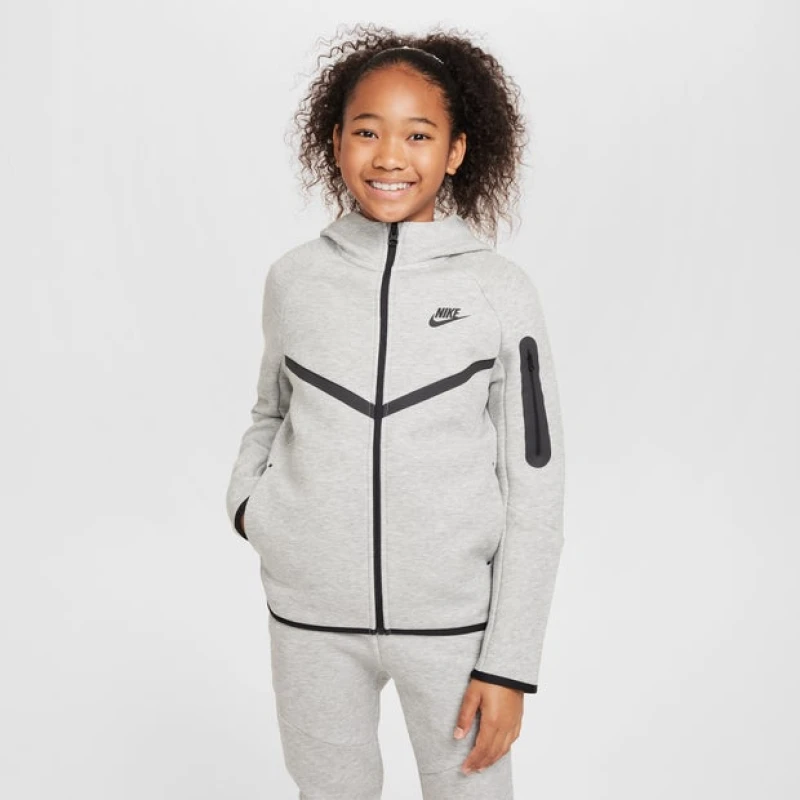 Image of Nike Tech Fleece|fleece|Tech Kid's Hoodies - Grey - Size L - Poly Fleece