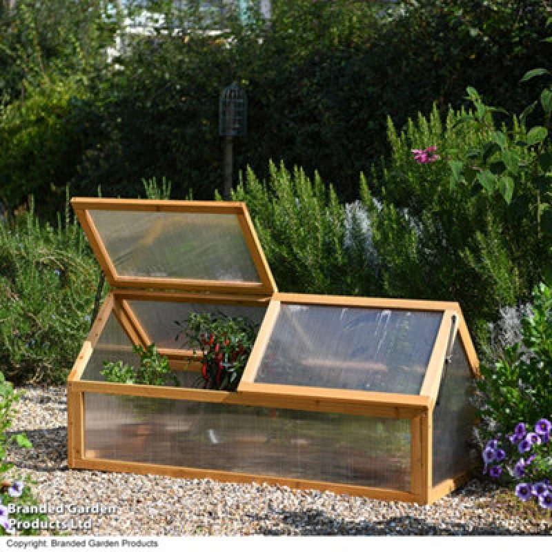 Image of Garden Gear Wooden Xl Cold Frame Greenhouse, Polycarbonate Panels, Hinged Roof, Weather Protection