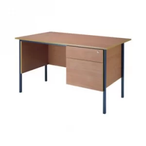 image of Serrion Rectangular 2 Drawer Pedestal Desk 1200x750x730mm Beech KF838371