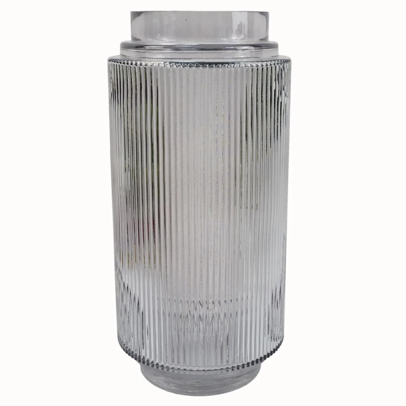 Image of Leaf 31cm Clear Ridged Glass Vase Large White unisex