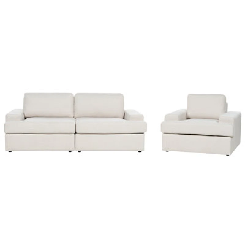 Image of Beliani Living Room Set 4 Seater Alla Fabric Light Beige