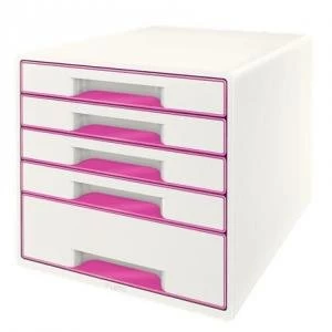 image of Leitz Wow Cube 5 Drawer Pink 22845ES