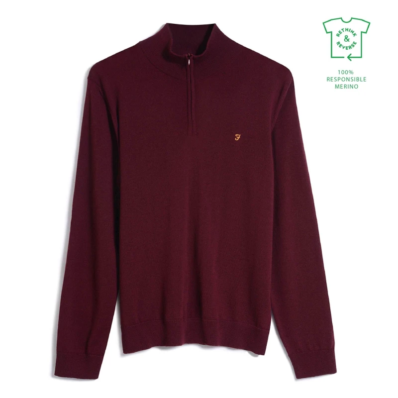 Image of Farah Mens Redchurch Meri Quarter-Zip Fleece Farah Red male Large