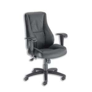 image of Trexus Hampshire Manager Armchair Adjustable Arms Back H660mm W520xD510xH470 550mm Leather Black