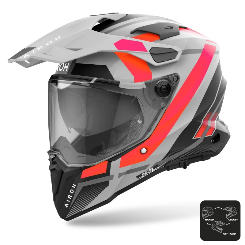 Image of Airoh Commander 2 Mavick Grey Red Adventure Helmet Size XL