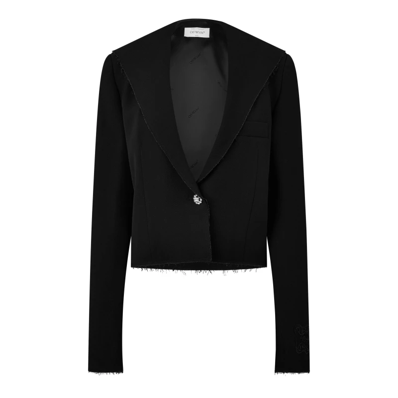 Image of Off White Womens Cropped Viscose Long Sleeve Field Jacket Black female 38