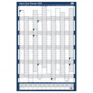 image of Sasco 2020 Year Planner Portrait Unmounted with Pen Kit 915x610mm Red