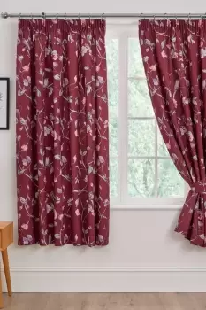 image of 'Sweet Pea' Pair of Pencil Pleat Curtains With Tie-Backs