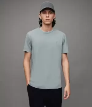 Image of AllSaints Mens Ossage Crew T-Shirt, Icy Blue, Size: M