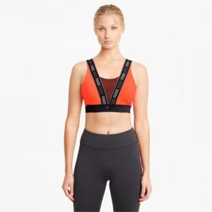 image of PUMA High Impact Fast Launch Womens Training Bra, Lava Blast/Black, size Large, Clothing