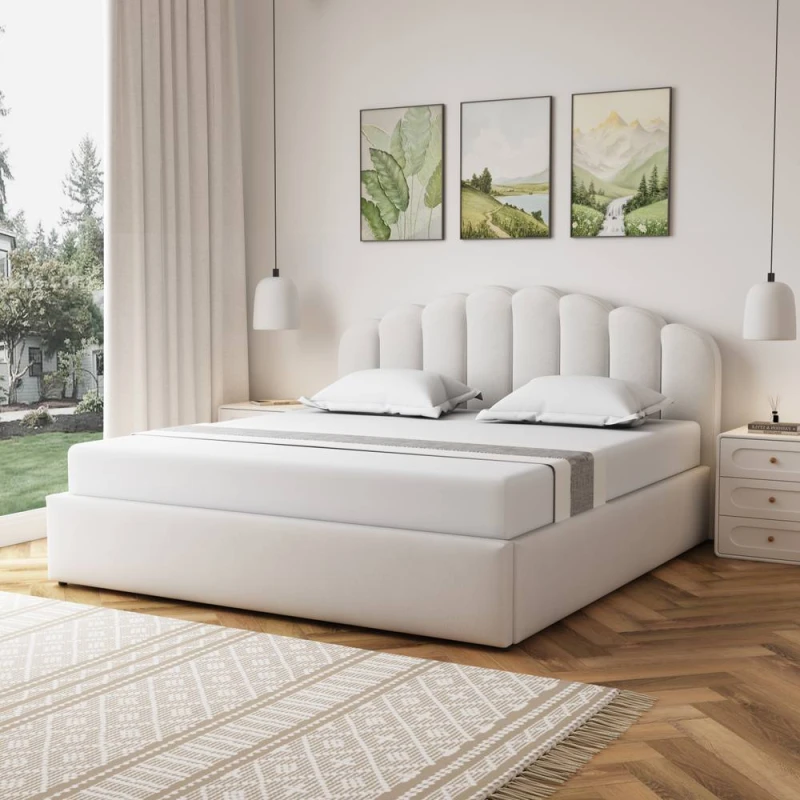 Image of Artemis Home Ranson Fabric 180cm Superking Ottoman Bed Frame with Storage - Beige Size: Super King Beige Unisex Super King