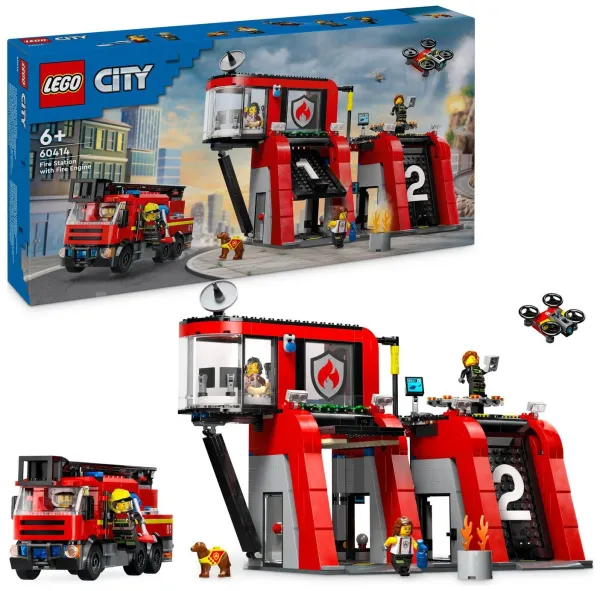 LEGO City Fire Station with Fire Engine Toy Playset 60414