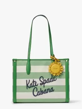 image of Kate Spade Market Cabana Canvas Medium Tote Bag, Green Multi, One Size