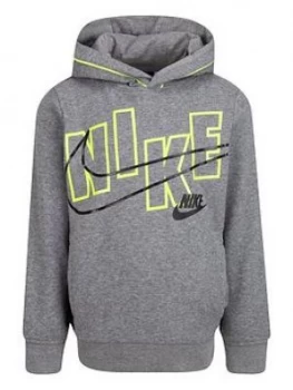 Image of Nike Younger Boys Logo Graphic Pullover Hoodie - Grey, Size 6-7 Years