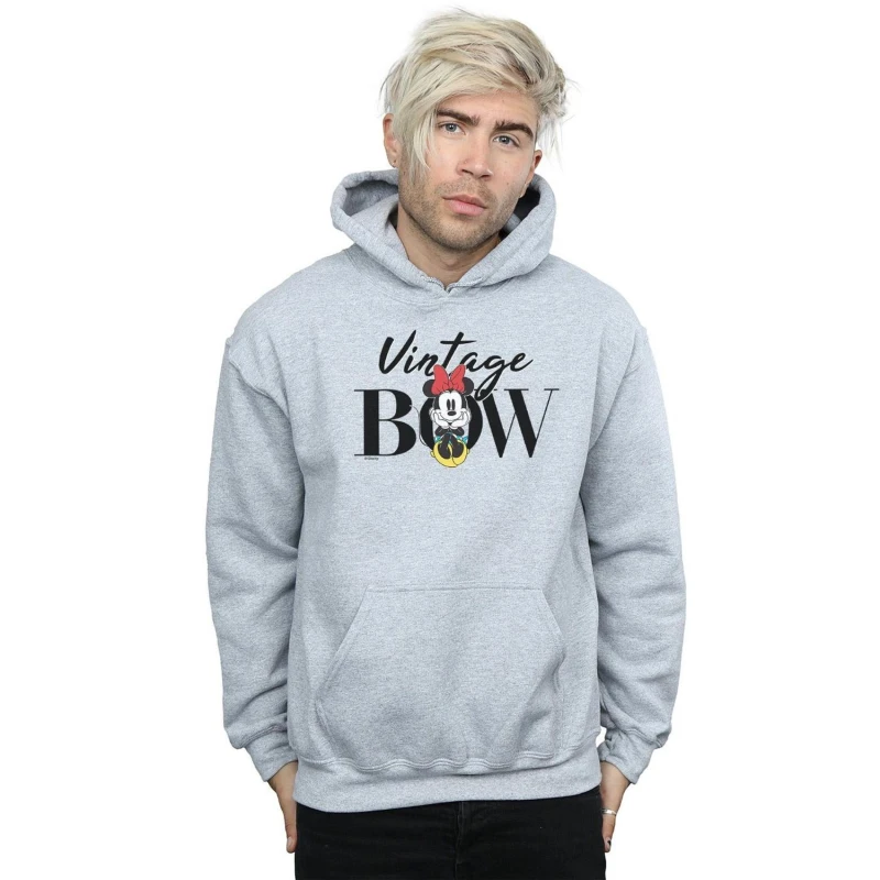 Image of Disney Men Minnie Mouse Vintage Bow Hoodie in Grey Size: large Grey L Male 5059114256402