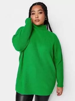 Image of Yours Mixed Rib Jumper Bright Green, Size 14-16, Women