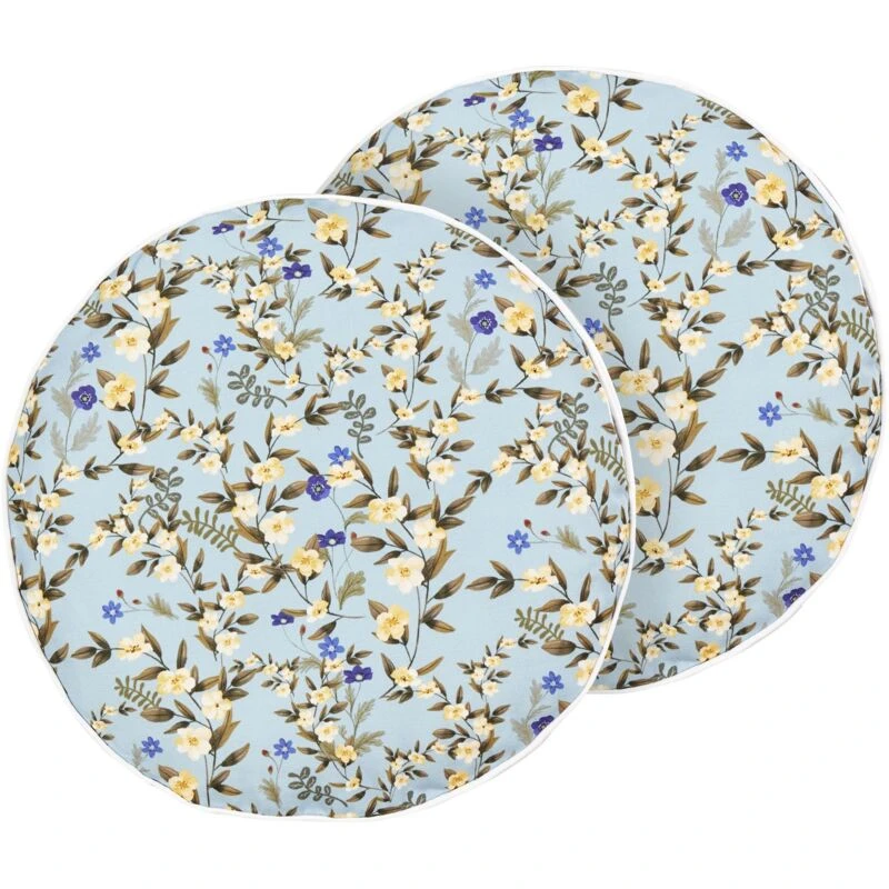 Image of Beliani Set Of 2 Outdoor Cushions Valloria Floral Pattern 40 X 40 Cm Light Blue