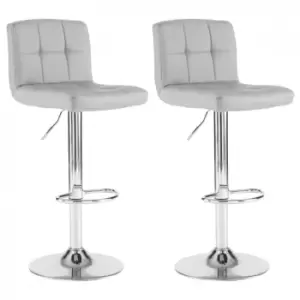 image of Neo Grey Faux Leather Bar Stools With Polished Chrome Legs Set Of Two