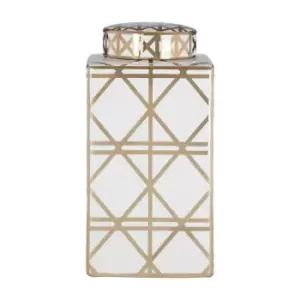 Image of 31cm White and Gold Ceramic Jar