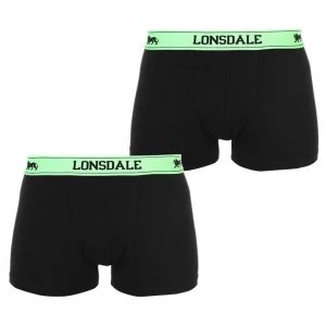 image of Lonsdale 2 Pack Trunks Mens - Black/Fl Green