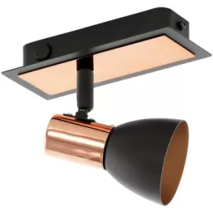 image of Barnham - 1 Light Wall Spotlight Matt Black, Copper, GU10 - Eglo