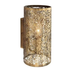 Image of Floral Leaves Design Garden Wall Light Antique Brass, E14