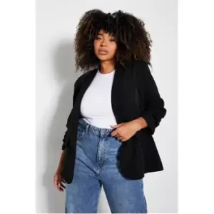 image of I Saw It First Black Ruched Sleeve Blazer - Black