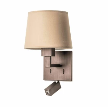 image of 05-leds C4 - Bali wall lamp with reading light, bronze, without lampshade