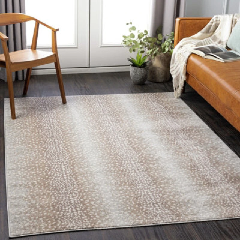 Image of Livabliss Scandi Boho Tan Polka Dot Zorina Area Rug 120 X 170 Cm - Easy Care, Non Shedding, Ideal For Living Room & Bedroom