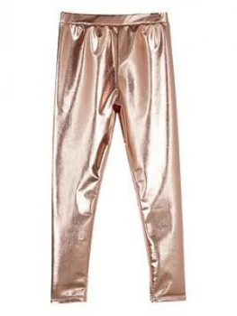 Image of Mintie by Mint Velvet Girls Rose Gold Leggings - Gold, Size Age: 7-8 Years, Women