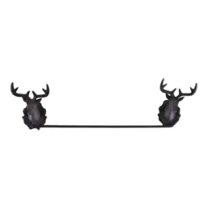 image of Cast Iron Rustic Towel Rail Stag Head Design