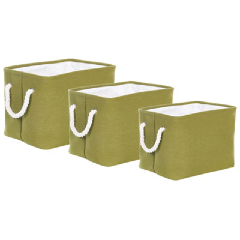 Image of Beliani Set Of 3 Baskets Darqab Cotton Olive Green