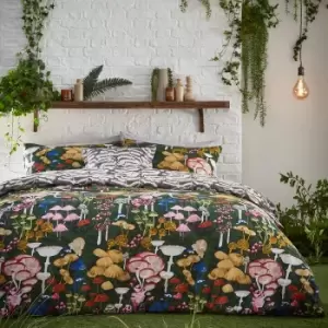 Image of Amanita Mushroom Duvet Cover Set Forest Green, Forest Green / Double