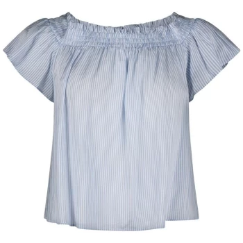 Image of Jack Wills Hazelton Stripe Off Shoulder Top - Sky Blue