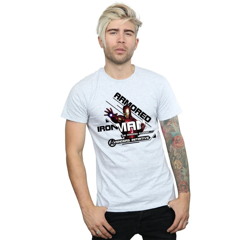 Image of Marvel Marvel Men Iron Man Armored Avenger T-Shirt in Grey Size: Small Grey S Male 5057245868761