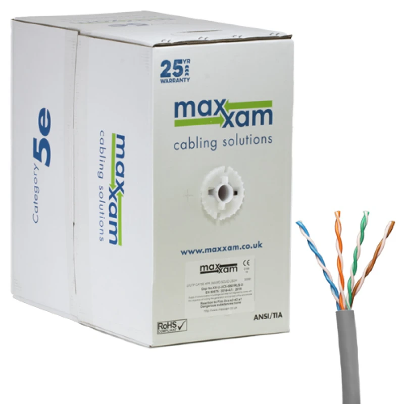 Image of Cablenet Cat5e Grey U/UTP PVC 24AWG Solid CPR Eca Cable 305m Reelex Bo