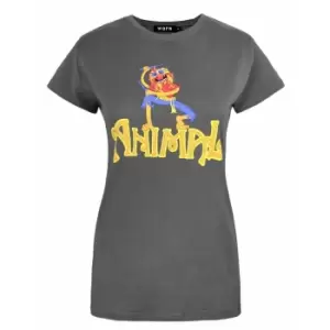Image of Worn Womens/Ladies Animal Drummer The Muppets T-Shirt (XL) (Charcoal)